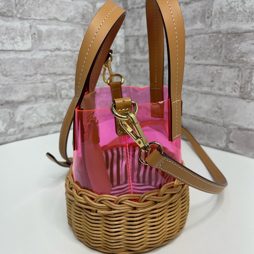 Frances Valentine Mini Basket Bucket Bag Translucent Pink Clear NWOT Rare HTF - Picture 4 of 8